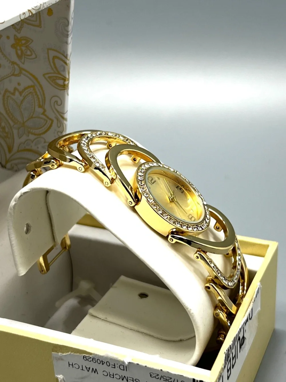 I.N.C. International Concepts Gold Tone Crystal Mounted Ladies Quartz Watch